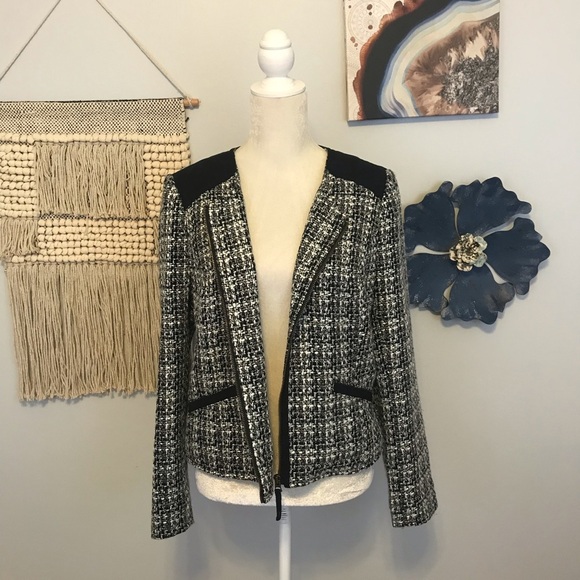 Lucky Brand black and white tweed zip up jacket - Picture 3 of 7
